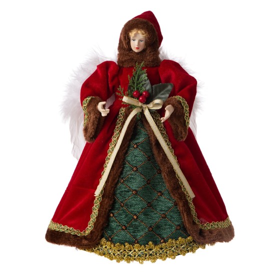  Christmas Angel Tree Top Christmas Ornaments Home Decorations 12″ H – Red