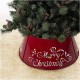  Metal Merry Christmas Diecut Tree Collar with Light String Tree Stand Cover Christmas Tree Ring for Christmas Decorations 26″ D, Red