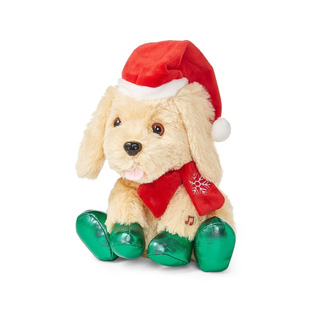 Holiday Lane Animated Plush 7″H Dog Spinning Around, Sings “Here Comes ...