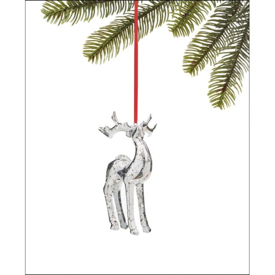 Holiday Lane Cozy Christmas Silver-Tone Reindeer Ornament