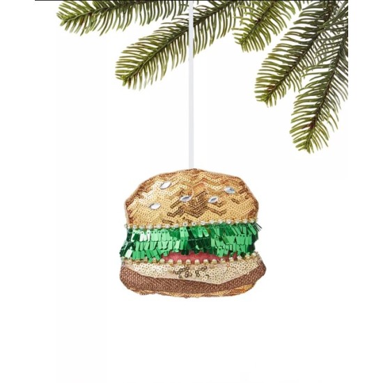 Holiday Lane Foodie & Spirits Sequined Hamburger Ornament