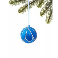 Holiday Lane Midnight Blue Ball with Feathers Ornament