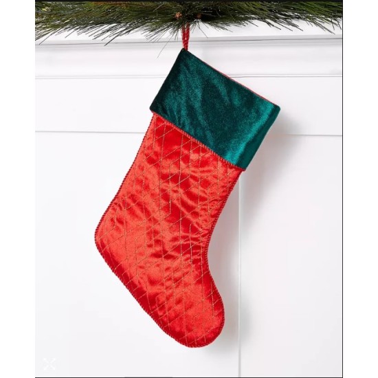 Holiday Lane Red Stocking with Green Cuff