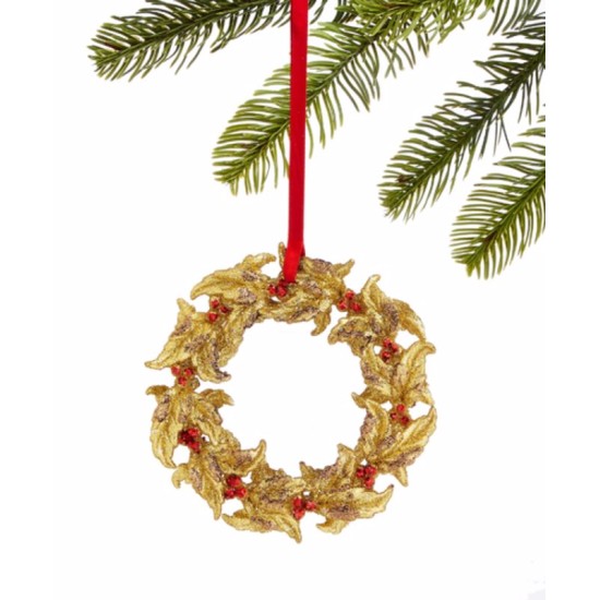  Renaissance Angel Gold Tone Wreath Christmas Tree Ornament, 5”