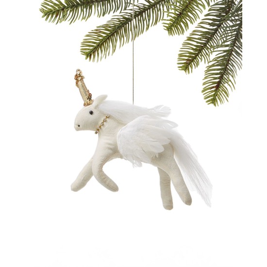  Shimmer and Light Ivory Fabric Unicorn Ornament