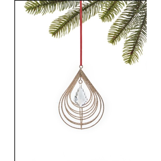 Holiday Lane Shimmer and Light Onion Shaped Gold-Tone Ball with Crystal Center Ornament
