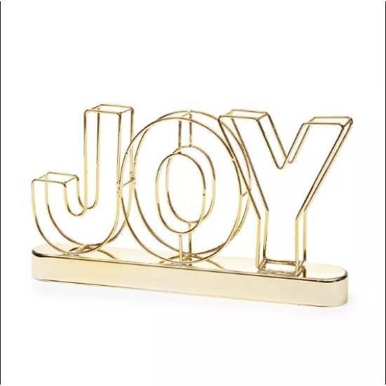 Holiday Lane Shine Bright Gold-Tone Wire “Joy” Decor