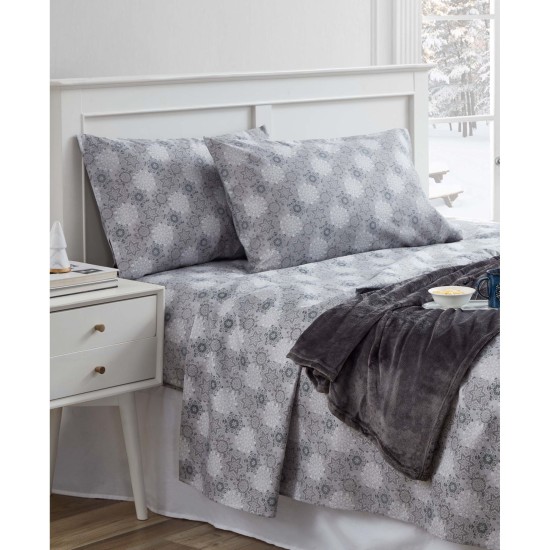 Holiday Microfiber 4 Pc Twin Sheet Set with Throw Bedding, Twin, Gray