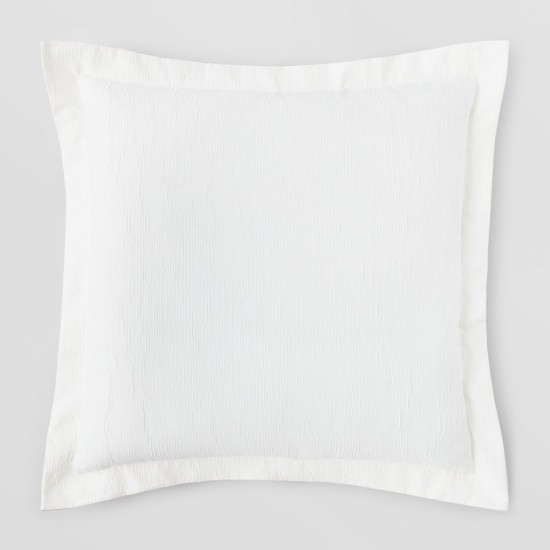  Textured Stripe Collection  Euro Pillow Sham, Ivory, 20” x 26”