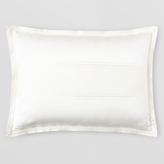  Textured Stripe Collection Pillow Sham, Ivory, King, 20” x 36”