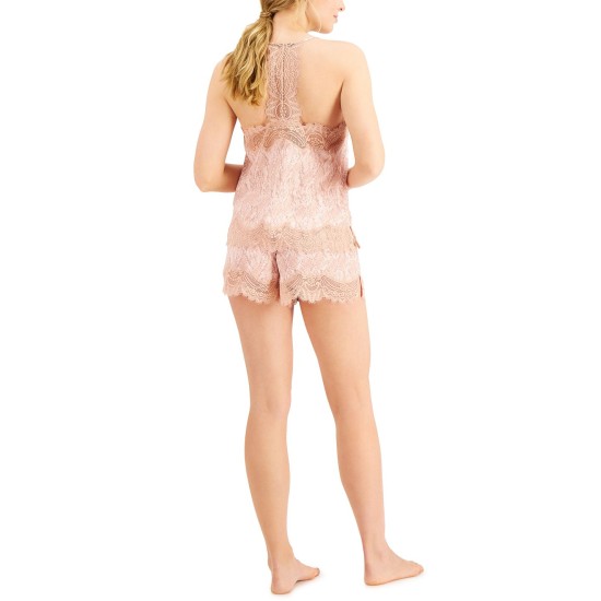  Women’s Lace-Trim Cami & Shorts Sleep Sets, Blush, X-Small