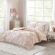  Queen Coverlet Set With Tufted Diamond Ruffles, Queen, Blush