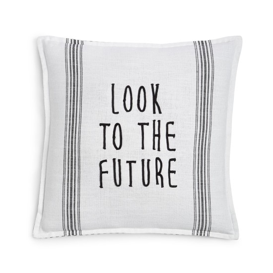  Look to the Future 20″ Square Decorative Pillow, White/Black