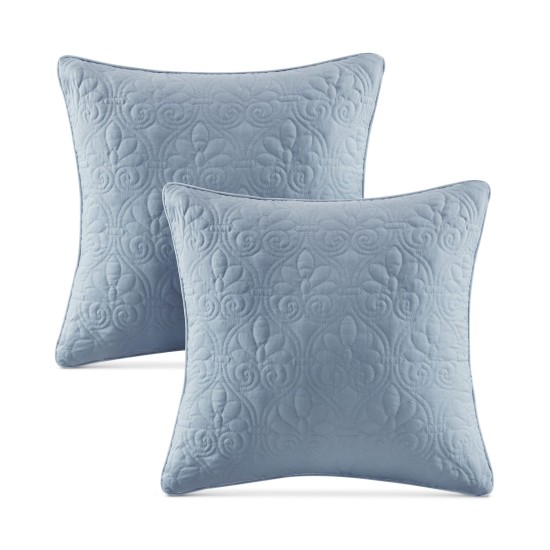  Mansfield Quilted 2-piece Throw Pillow Set, Blue, 20X20
