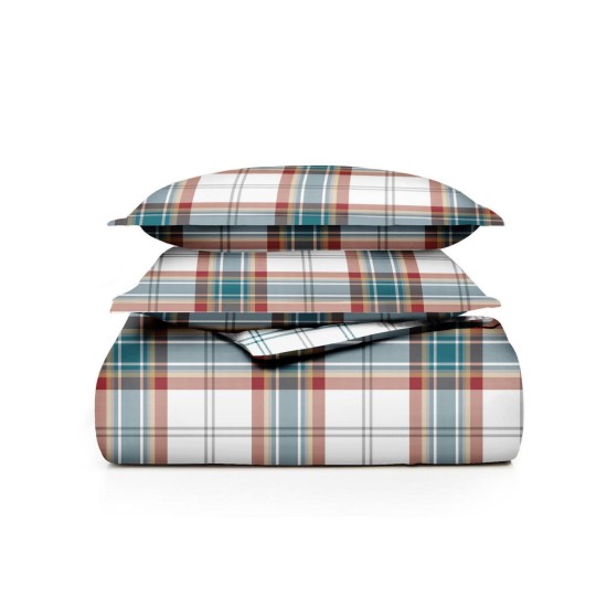  Holiday Plaid Percale 3-Piece Full/Queen Comforter Set, Green