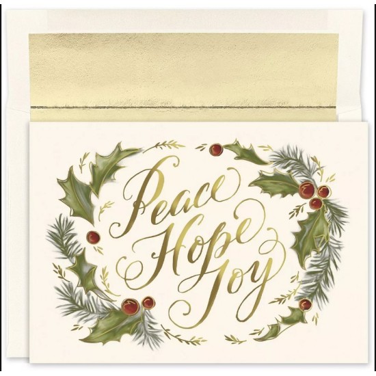  Peace Hope Joy Holiday Set of 18 Boxed Cards