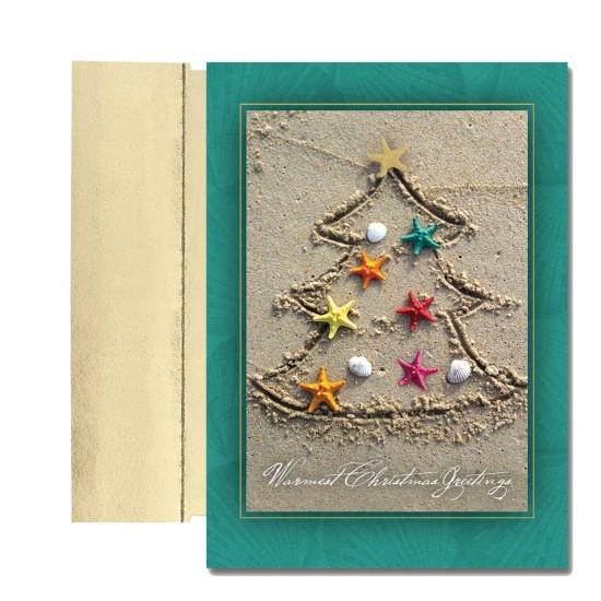 Masterpiece Warmest Wishes 18-Count Christmas Cards, Sand Tree