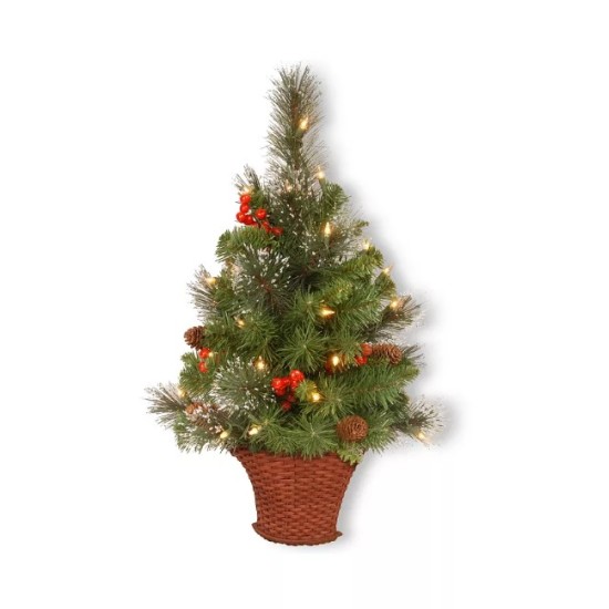 National Tree 3 ft. CrestwoodR Spruce Half Tree with Battery Operated Warm White Lights