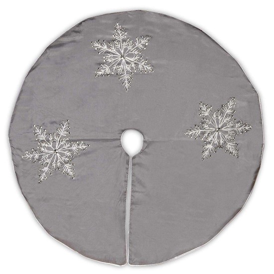  42 Inch Snowflake Tree Skirt, Silver