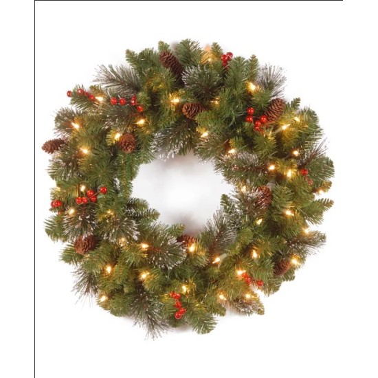  Decorated Pine Prelit Wreath, (Green)
