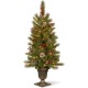  Feel Real Frosted Mountain Spruce Entrance Tree with Cones in Silver Brushed Urn & 100 Clear Lights, 4′, Green