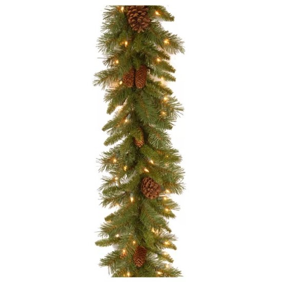 National Tree PC-9GLO-1 Pine Cone Garland with 50 Clear UL-Lights