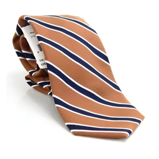  Men’s Rust Blue Carroll Striped Classic Neck Tie Accessory, Rust
