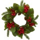  19 in. Magnolia Leaf, Berry and Pine Artificial Wreaths Green