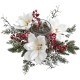  Frosted Magnolia & Berry Artificial Arrangement Candelabrum White/Green