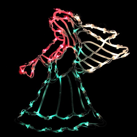  18″ Lighted Red White and Green Angel Christmas Window Silhouette Decoration