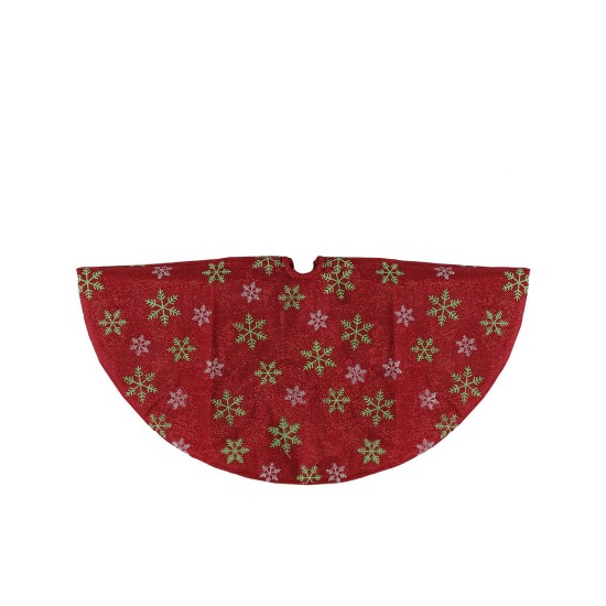  Metallic with and Snowflakes Mini Christmas Tree Skirt, Red