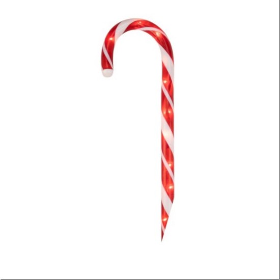  Set of 10 Lighted Outdoor Candy Cane Christmas Lawn Stakes 12″