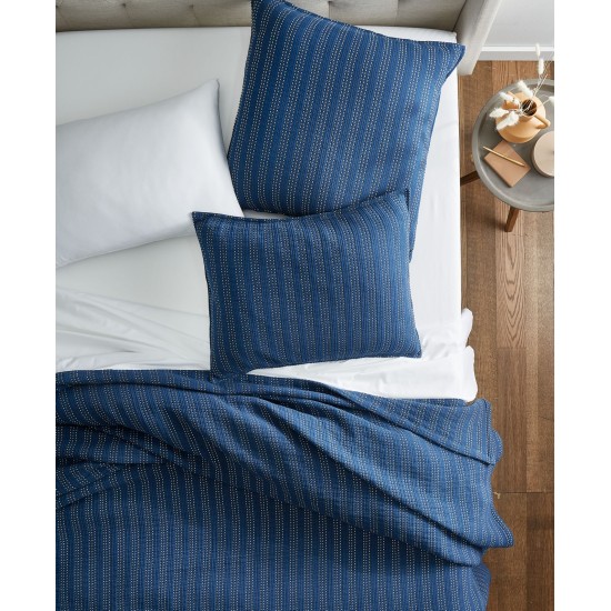 Contrast Stitch Coverlet, Full/Queen, Navy