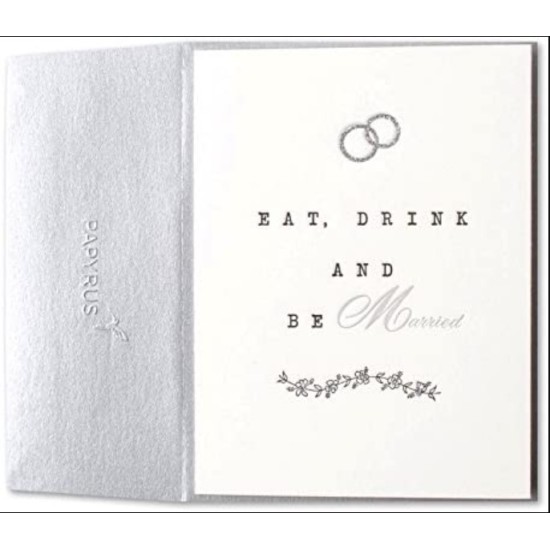  Letterpress Wedding Greeting Card And Envelope; Eat, Drink, Be Married