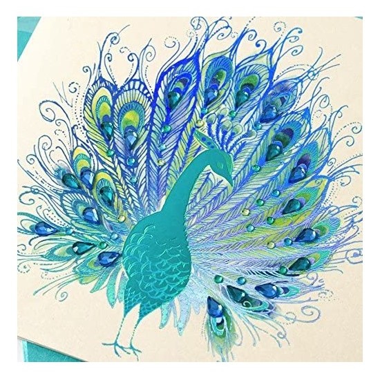Peacock Blank Card With Gems by 