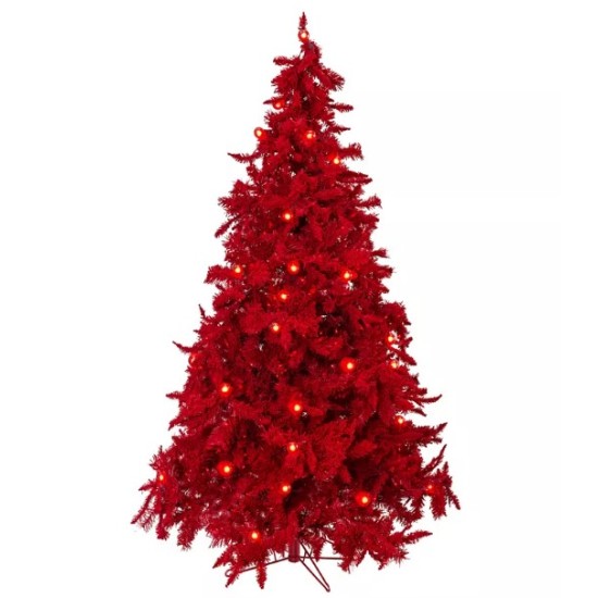  5 Prelit Ruby Red Christmas Tree with 250 LED & 26 Lrg Bulbs