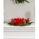 Poinsettia, Berry and Golden Pine Cone Candelabrum Artificial Arrangement