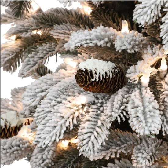Puleo 7.5″ Pre-Lit Flocked Slim Montville Spruce Artificial Christmas Tree