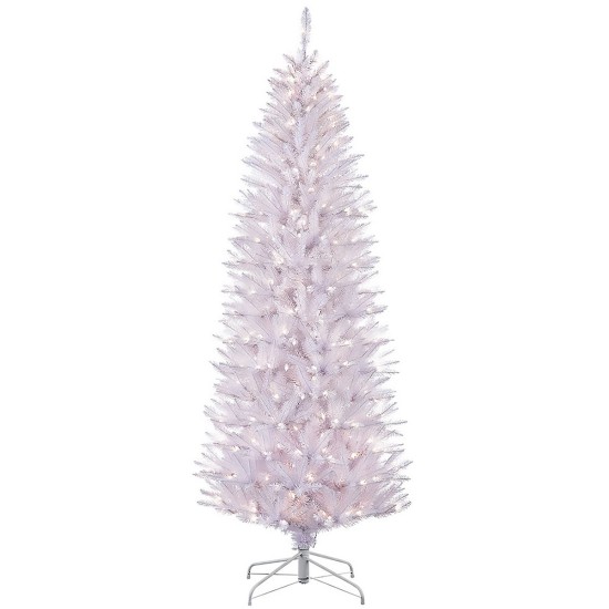 Puleo International 4.5 ft Pre-Lit White Pencil Franklin Fir Artificial Christmas Tree