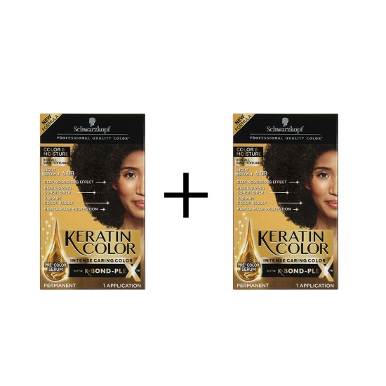  Keratin Moisture Permanent Hair Color Cream, 6.83 Light Brown – 6.2 Fl Oz, Light Brown (6.83 ), 2 Pack
