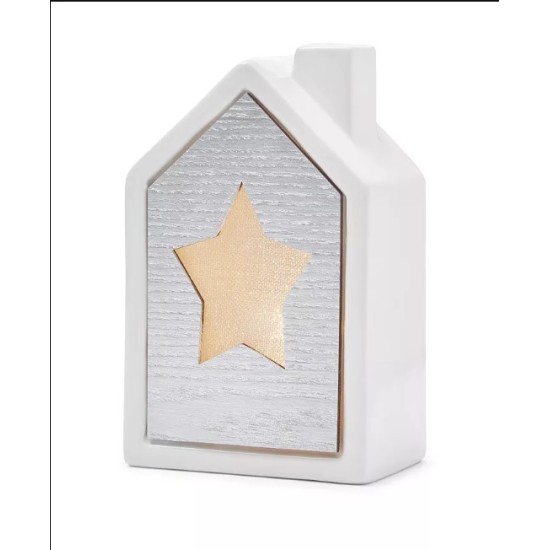 Shimmer and Light 5.5″ Light-Up Silver Dolomite House with Translucent Star Design