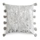  Ines Distressed Metallic Diamond Tassels 18″ Decorative Throw Pillow Silver