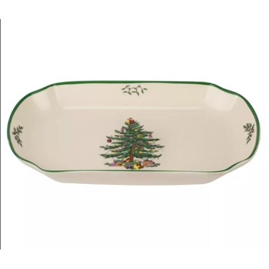  Christmas Tree Rectangular Scalloped Tray