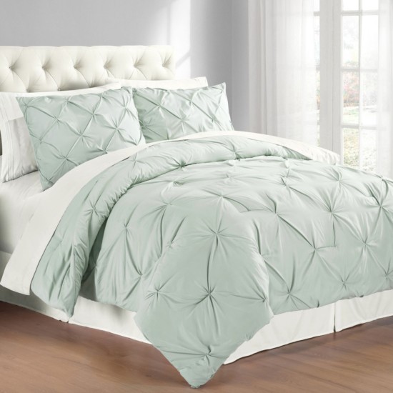 Swift Home 3-Piece  Pintuck Comforter and Sham Set, King, Blue