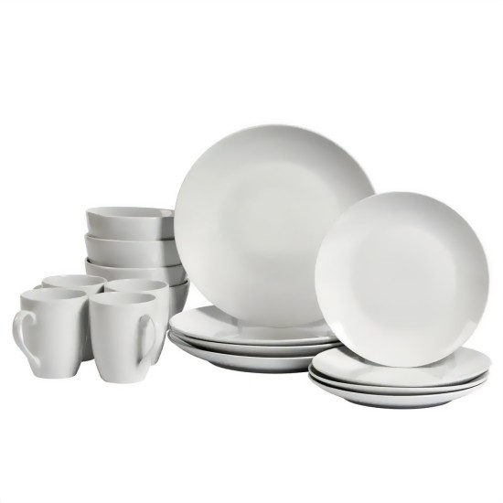  White Ceramic 16 Piece Dinnerware Set