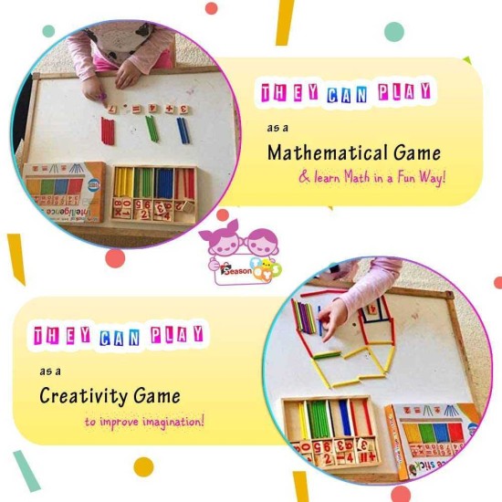  Math Is a Game Cognitive Developmental Toy for Math Area of Montessori Education – Counting and Color Differentiation Game for Pre-K, Kindergarten Toddlers, Kids, Wooden