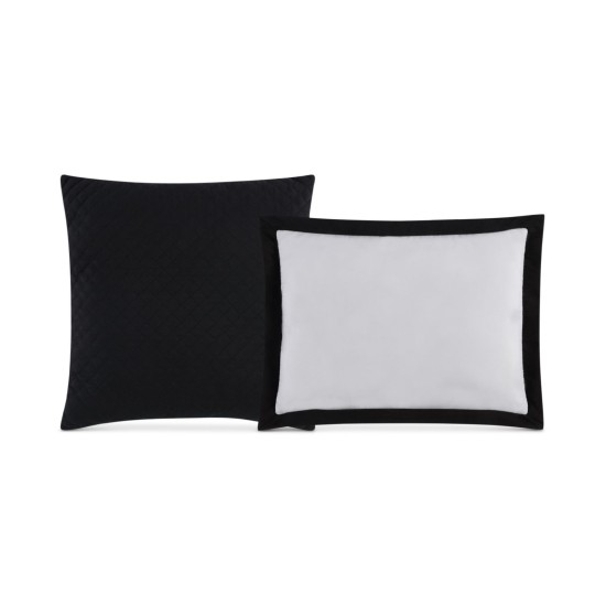  King Hotel Border  7 Piece Comforter Set Bedding, White/Black, Full/Queen