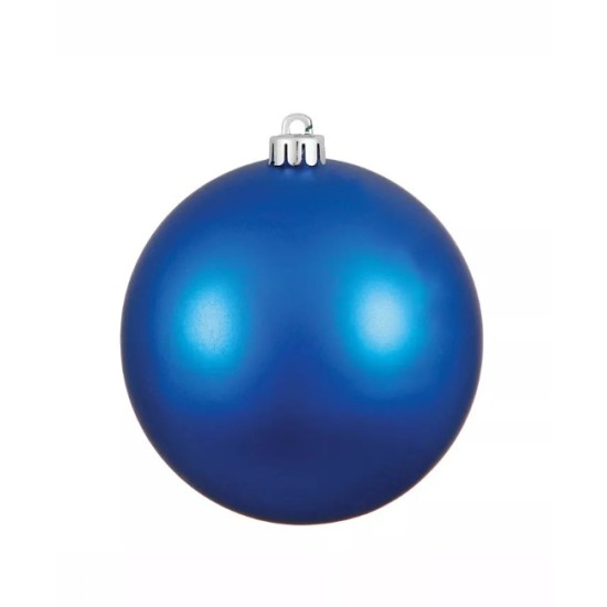  4″ Blue Matte Ball Ornament UV Drilled 6/Bag