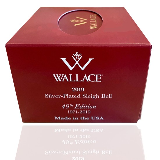 Wallace 2019 Silver Plated Sleigh Bell-25th Anniversary Edition (Holly & Ornaments) Holiday Ornament