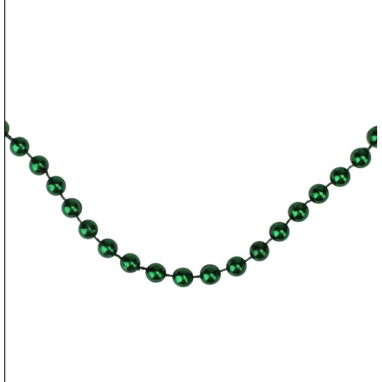  15′ x 6mm Shiny Metallic Emerald Green Beaded Christmas Garland